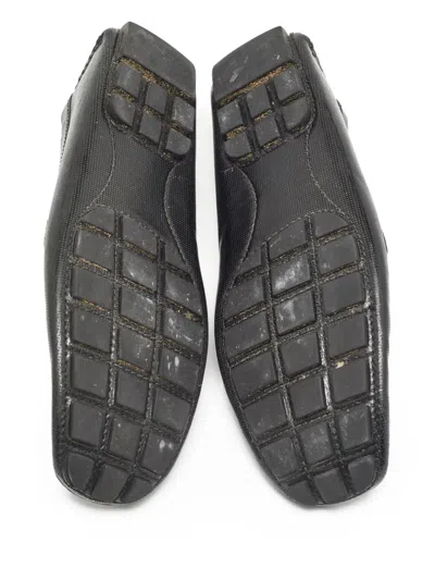 Pre-owned Louis Vuitton Leather Logo-buckle Loafers In Black