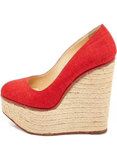 Pre-owned Charlotte Olympia Rope Wedge Pumps In Red