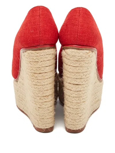 Pre-owned Charlotte Olympia Rope Wedge Pumps In Red