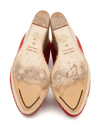Pre-owned Charlotte Olympia Rope Wedge Pumps In Red