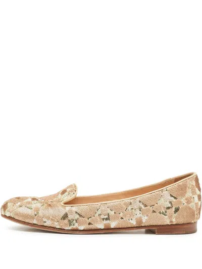 Pre-owned Dior 2024 Sequined Suede Slippers In Neutral