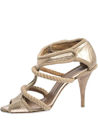 Pre-owned Pierre Hardy Rope-detail Leather Sandals In Gold