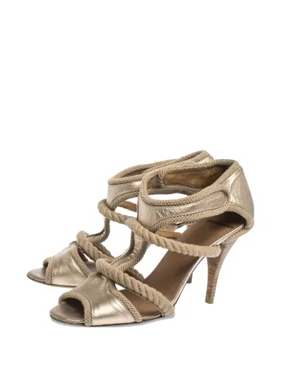 Pre-owned Pierre Hardy Rope-detail Leather Sandals In Gold