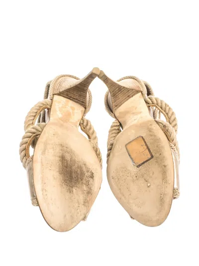 Pre-owned Pierre Hardy Rope-detail Leather Sandals In Gold