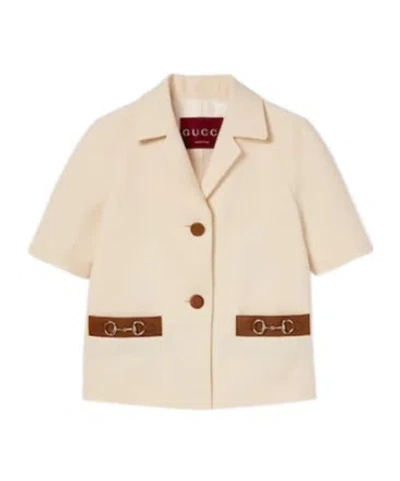 Gucci Linen Canvas Jacket With Horsebit In Neutral