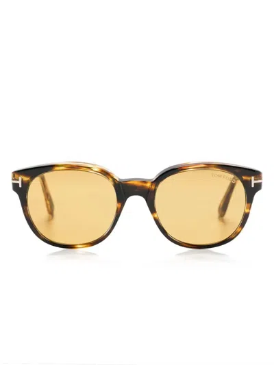 Tom Ford Mens Round Tortoiseshell Sunglasses In Brown