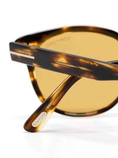 Tom Ford Mens Round Tortoiseshell Sunglasses In Brown