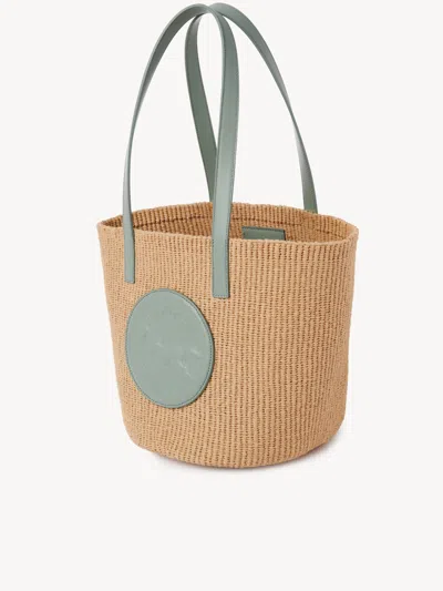 Chloé Large Horse Medal Basket In Natural Fibers