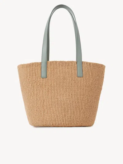 Chloé Large Horse Medal Basket In Natural Fibers