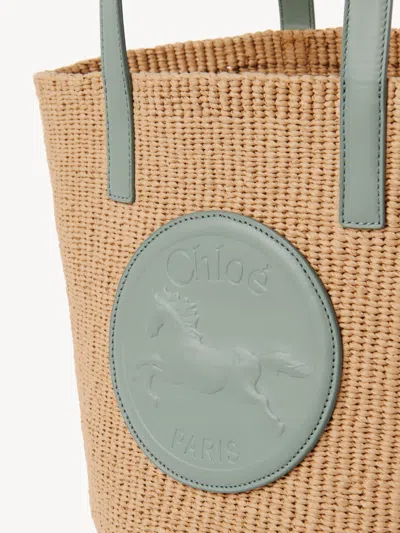 Chloé Large Horse Medal Basket In Natural Fibers
