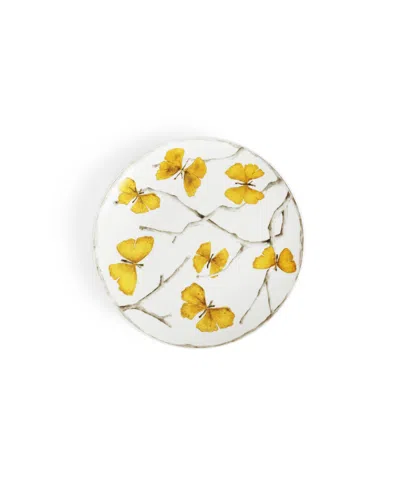 Michael Aram Butterfly Ginkgo 4 Piece Gold-tone Tidbit Plate Set In White