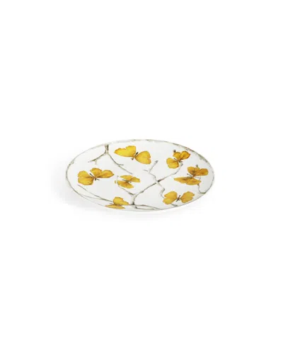 Michael Aram Butterfly Ginkgo 4 Piece Gold-tone Tidbit Plate Set In White