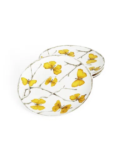 Michael Aram Butterfly Ginkgo 4 Piece Gold-tone Tidbit Plate Set In White