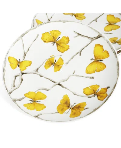Michael Aram Butterfly Ginkgo 4 Piece Gold-tone Tidbit Plate Set In White