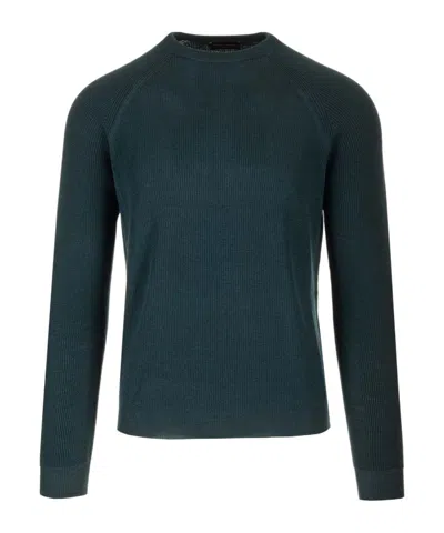 Roberto Collina Bottle Green Merino Wool Crew-neck Sweater In Green