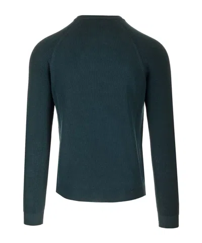 Roberto Collina Bottle Green Merino Wool Crew-neck Sweater In Green