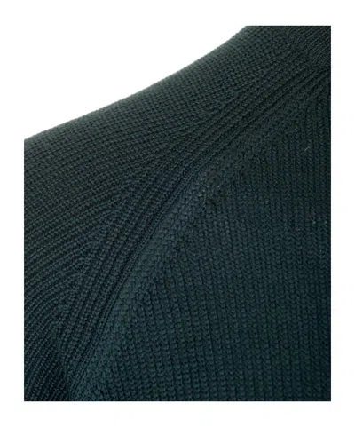 Roberto Collina Bottle Green Merino Wool Crew-neck Sweater In Green