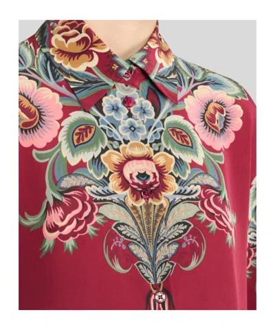 Etro Silk Shirt With Placed Print In Red