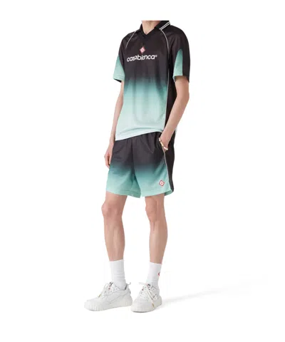 Casablanca Gradient Monogram Jacquard Football Shorts In Black