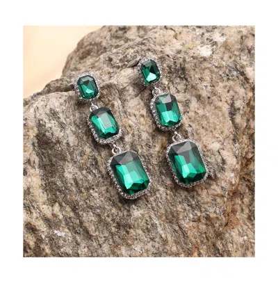 Sohi Party Stone Drop Earrings In Green