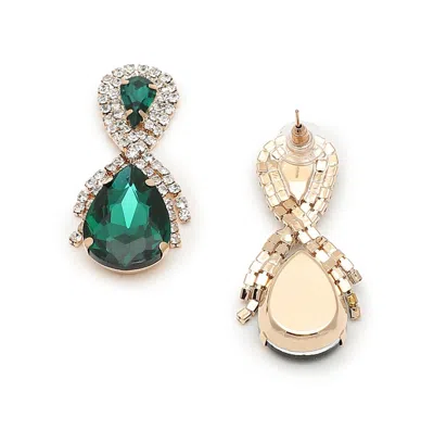 Sohi Teardrop Stone Drop Earrings In Green