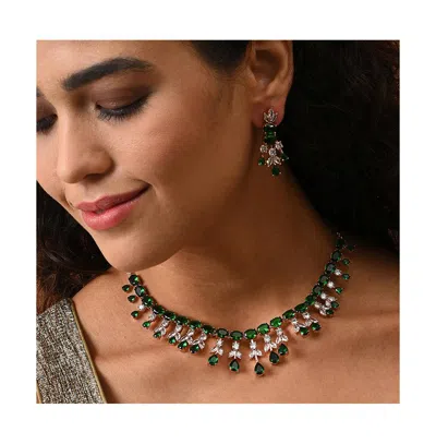 Sohi Party Stone Jewellery Set In Green