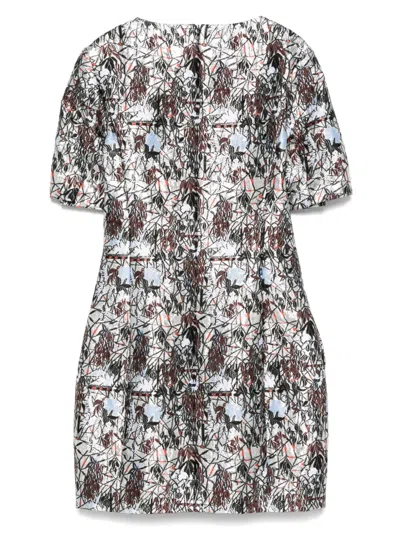 Pre-owned Dior 2010s Floral Print Silk Dress In Gray