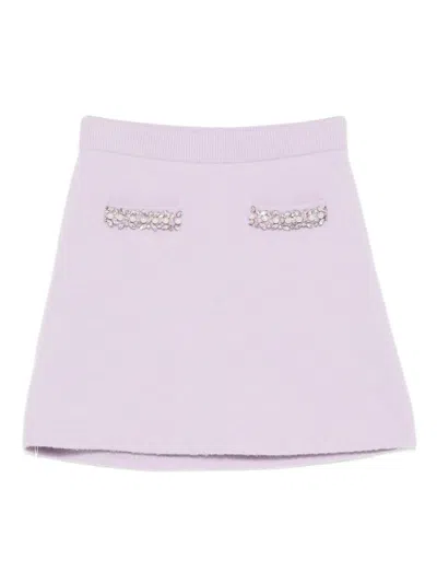 Self-portrait Self Portrait Lilac Stretch Viscose Blend Mini Skirt In Purple
