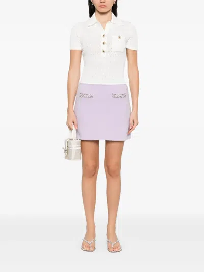 Self-portrait Self Portrait Lilac Stretch Viscose Blend Mini Skirt In Purple