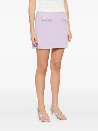 Self-portrait Self Portrait Lilac Stretch Viscose Blend Mini Skirt In Purple