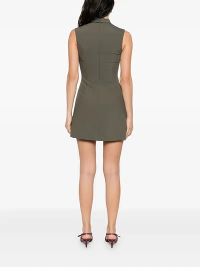 Self-portrait Twill Mini Dress In Green