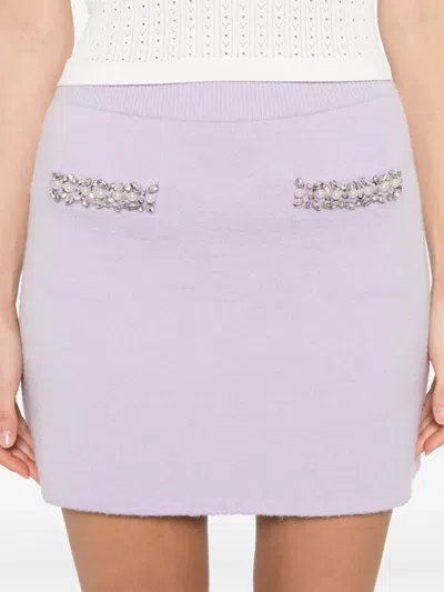 Self-portrait Self Portrait Lilac Stretch Viscose Blend Mini Skirt In Purple