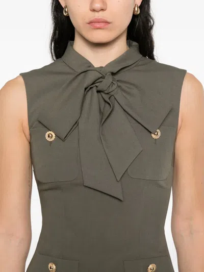 Self-portrait Twill Mini Dress In Green