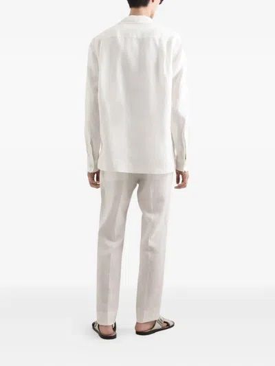 Dolce & Gabbana Linen Canvas Bowling Shirt In White