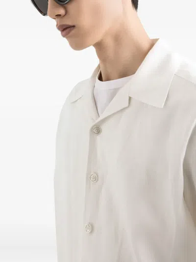 Dolce & Gabbana Linen Canvas Bowling Shirt In White
