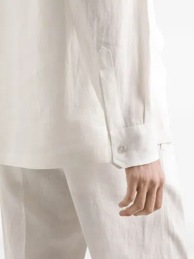 Dolce & Gabbana Linen Canvas Bowling Shirt In White