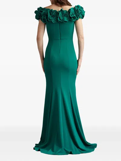 Tadashi Shoji Ruched Gown In Green