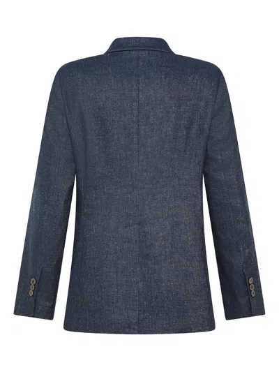 Seventy Blue Stretch Double Breasted Jacket In Blue
