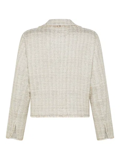 Seventy Short Jacket In Lurex Slub Cotton In Gray