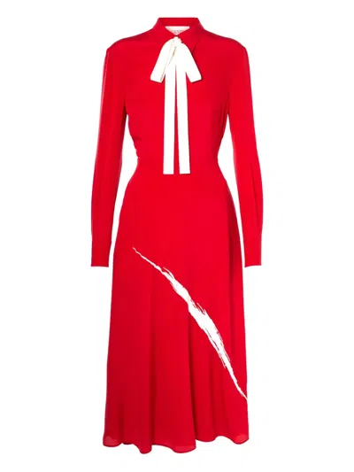 Valentino Bow-fastening Dress In Red