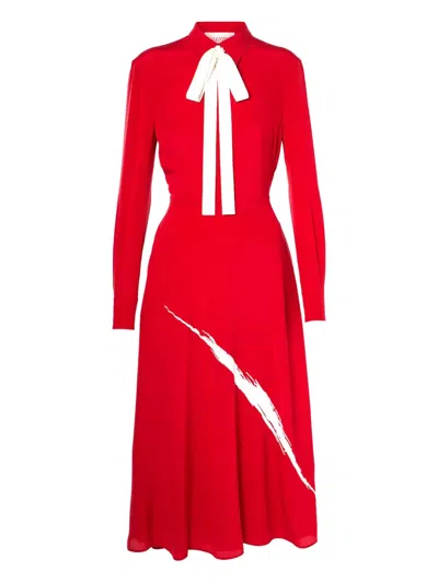 Valentino Bow-fastening Dress In Red