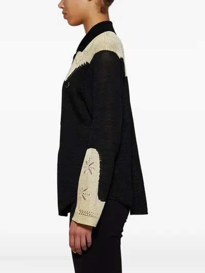 Calle Del Mar Pointelle-knit Shirt In Black