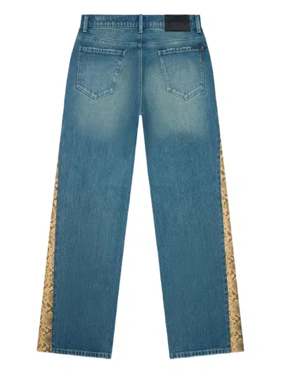 Rta Snake-panel Distressed Jeans In Blue