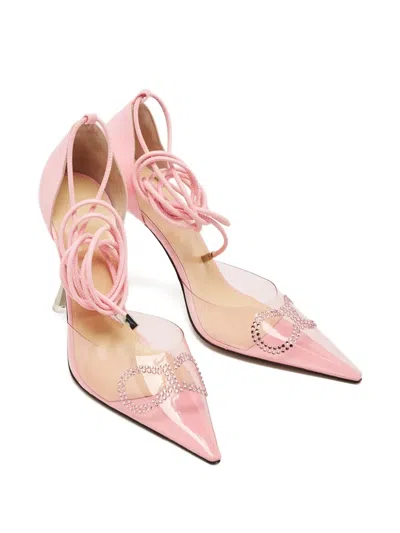 Pre-owned Mach&mach 100mm Rhinestone-embellished Pumps In Pink