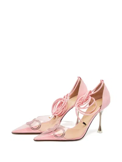 Pre-owned Mach&mach 100mm Rhinestone-embellished Pumps In Pink