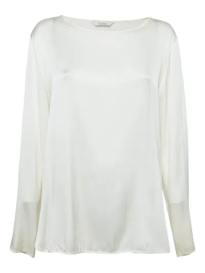 Pre-owned Max Mara 2023 Satin Long-sleeve Blouse In White