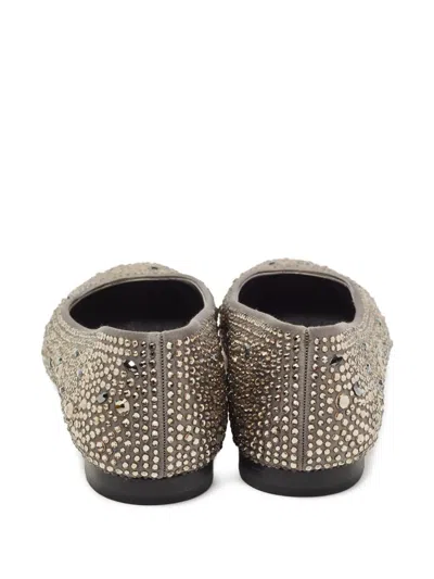 Pre-owned Gina Crystal-embellishment Ballet Flats In Gray
