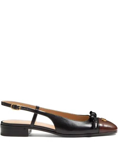 Valentino Valet Du Roi Leather Slingback Ballerina Flat In Black