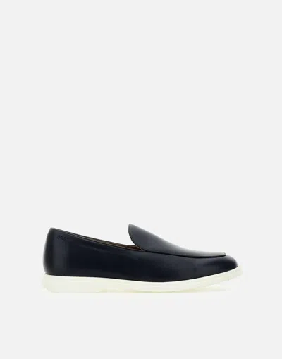 Hugo Boss Boss Sienne Midnight Blue Leather Loafer In Black