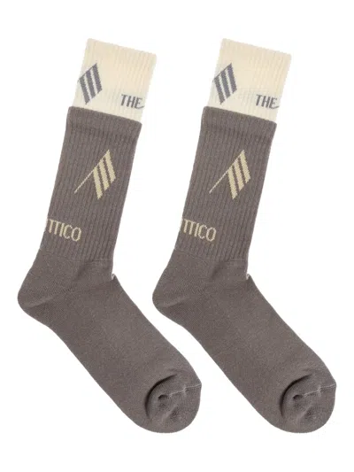 Attico Logo-jacquard Socks In Gray